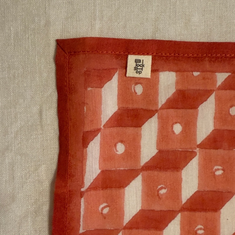 NWOT - Block Shop Textiles Correa Square Scarf in Coral - Picture 3 of 4